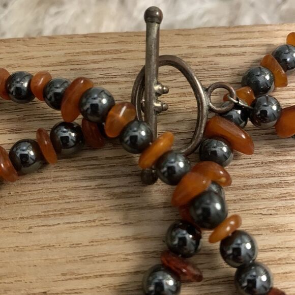 Handmade Tigers Eye-Goldstone-Hematite  Heart Necklace - Picture 6 of 11